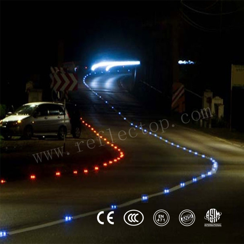 Solar-powered LED road markers 
