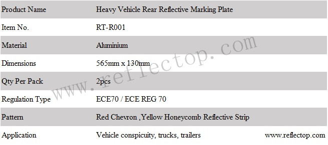 Heavy Vehicle Rear Reflective Marking Board