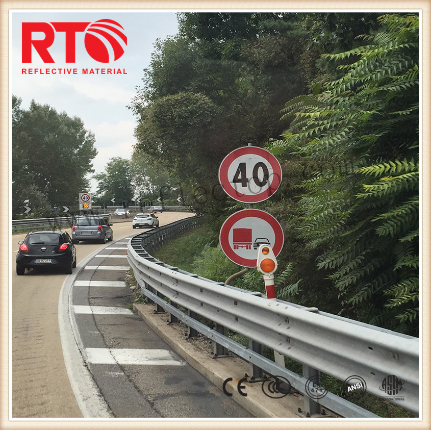 Commercial grade reflective film for temporary road signs
